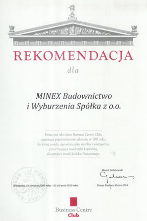 Rekomendacja od Business Centre Club Minex